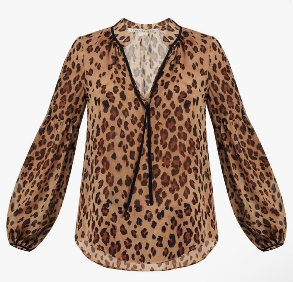 Veronica Beard Sheer Cheetah Print 100% Silk Blouse | Size 4